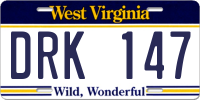 WV license plate DRK147