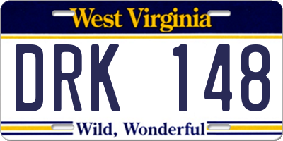 WV license plate DRK148