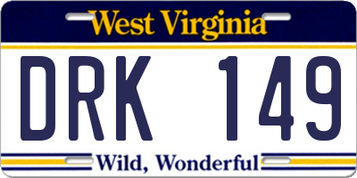 WV license plate DRK149