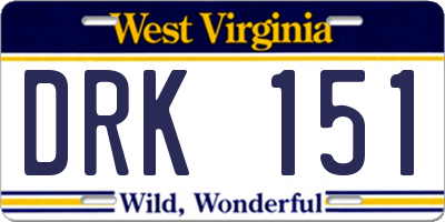 WV license plate DRK151