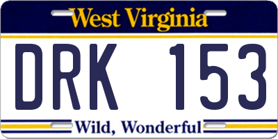 WV license plate DRK153