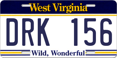WV license plate DRK156