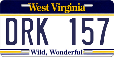 WV license plate DRK157
