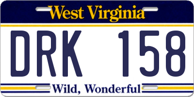 WV license plate DRK158