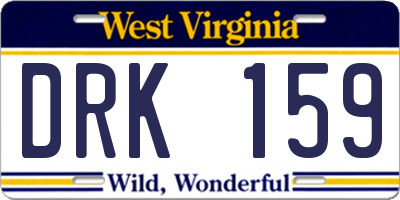 WV license plate DRK159