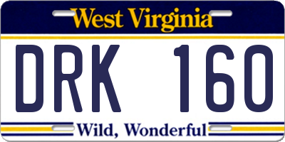 WV license plate DRK160