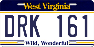 WV license plate DRK161