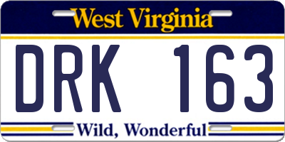 WV license plate DRK163