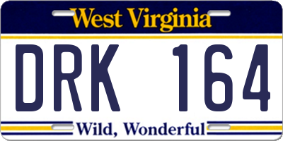 WV license plate DRK164