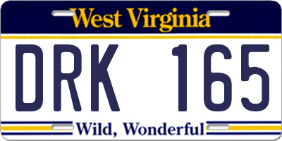 WV license plate DRK165