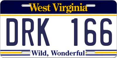 WV license plate DRK166