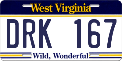 WV license plate DRK167