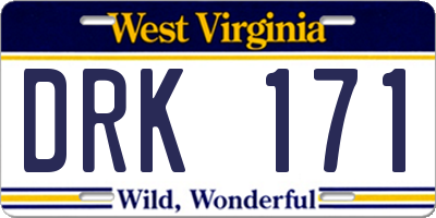 WV license plate DRK171