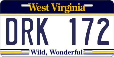 WV license plate DRK172