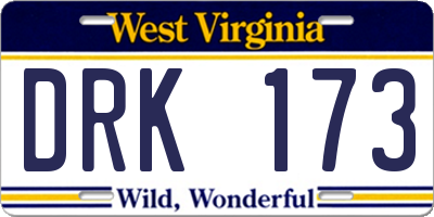 WV license plate DRK173