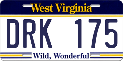 WV license plate DRK175