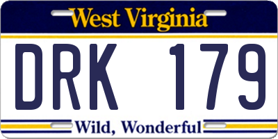 WV license plate DRK179