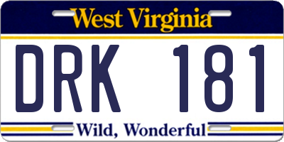 WV license plate DRK181