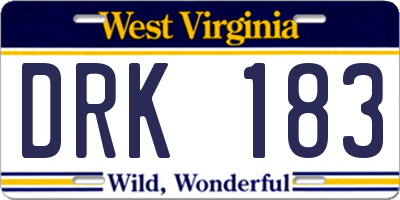 WV license plate DRK183