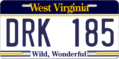 WV license plate DRK185