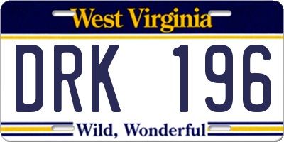 WV license plate DRK196