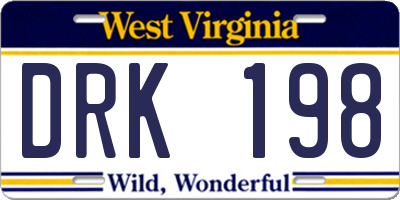 WV license plate DRK198