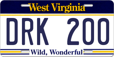WV license plate DRK200