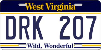 WV license plate DRK207