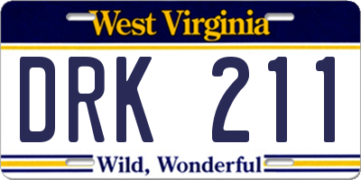 WV license plate DRK211