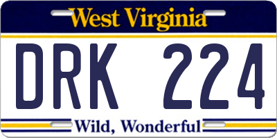 WV license plate DRK224