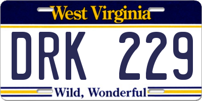 WV license plate DRK229