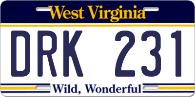 WV license plate DRK231