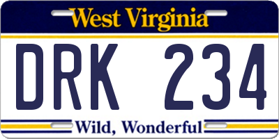 WV license plate DRK234