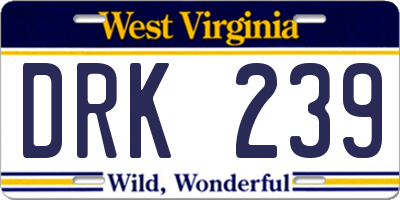 WV license plate DRK239