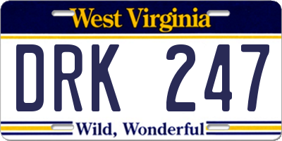 WV license plate DRK247