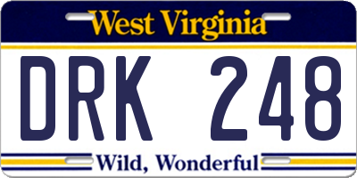 WV license plate DRK248