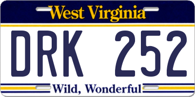 WV license plate DRK252
