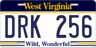 WV license plate DRK256