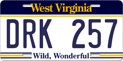 WV license plate DRK257