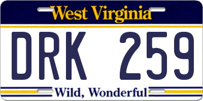WV license plate DRK259