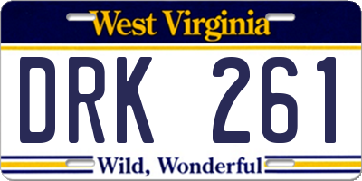 WV license plate DRK261