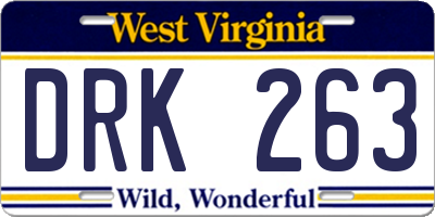 WV license plate DRK263