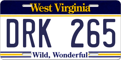 WV license plate DRK265