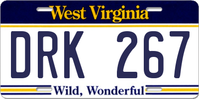WV license plate DRK267