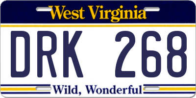 WV license plate DRK268