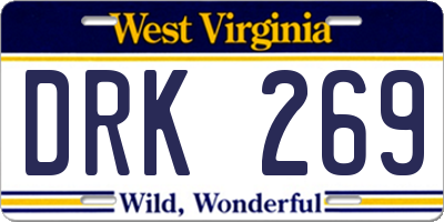 WV license plate DRK269