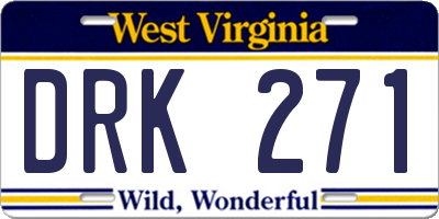 WV license plate DRK271