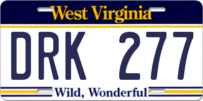 WV license plate DRK277
