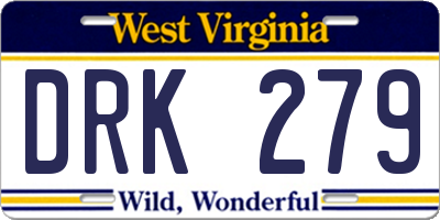 WV license plate DRK279