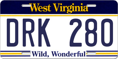 WV license plate DRK280
